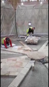 Relaying the stone floor
