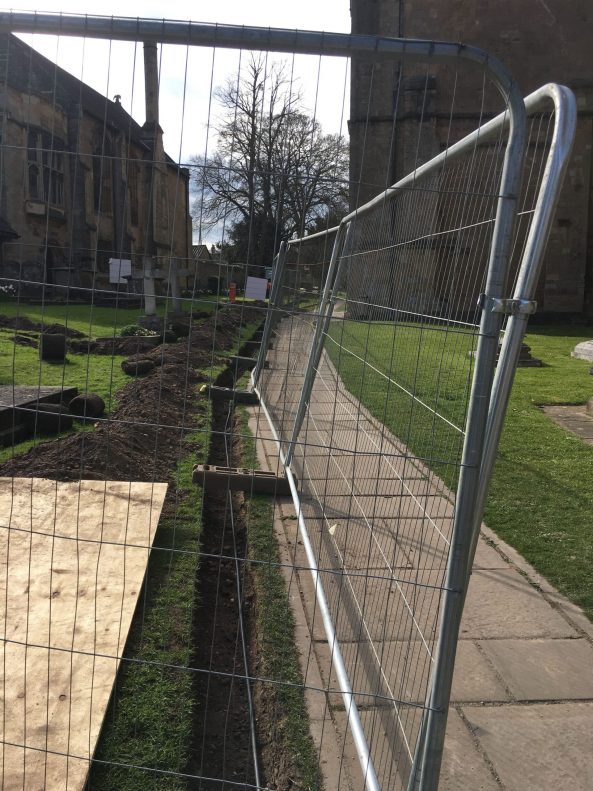 Trenches outside Southwell Minster