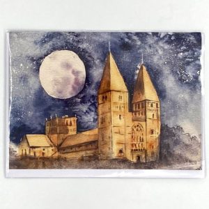 The Moon above Southwell Minster by A. Wallace card